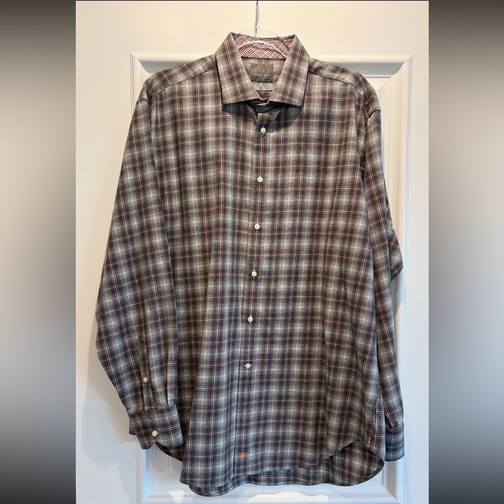 Thomas Dean Men's Blue and Gray Dress Shirt - Picture 6 of 6